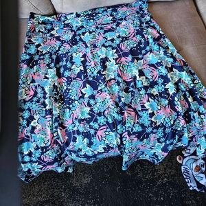 LuLaRoe Floral Skater Skirt - Blue and Pink